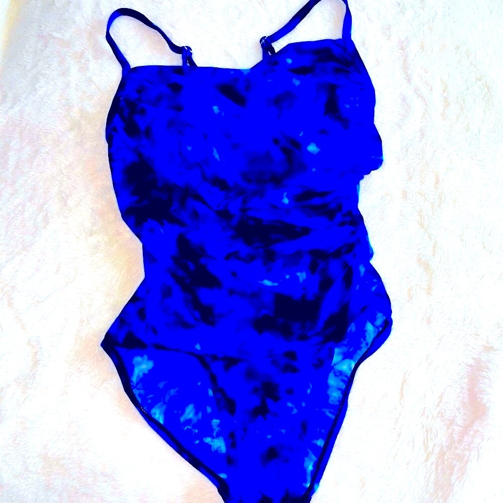 Aqua Green Blue tie dye boho one piece swimsuit S New with tags